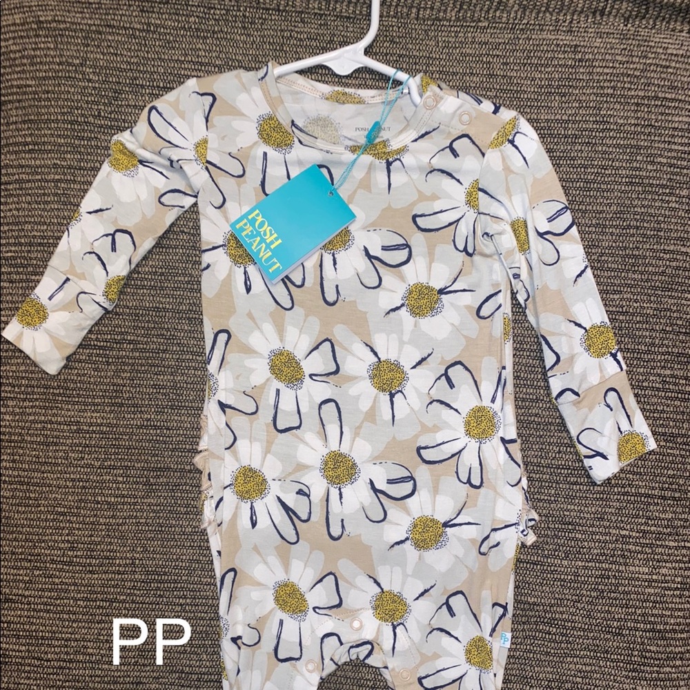 NWT Posh Peanut Ruffle flower romper 12-18mos